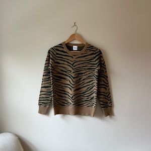 Madeleine Thompson Doc Jumper Sweater in Camel & Green, Size S